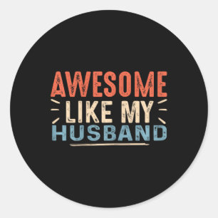 Pegatina Redonda Como mi marido Vintage Cute Fathers Day WiFi de la