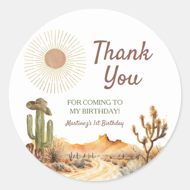 Pegatina Redonda Cómo Occidente Fue Un Vaquero De Cumpleaños Gracia (Anverso)