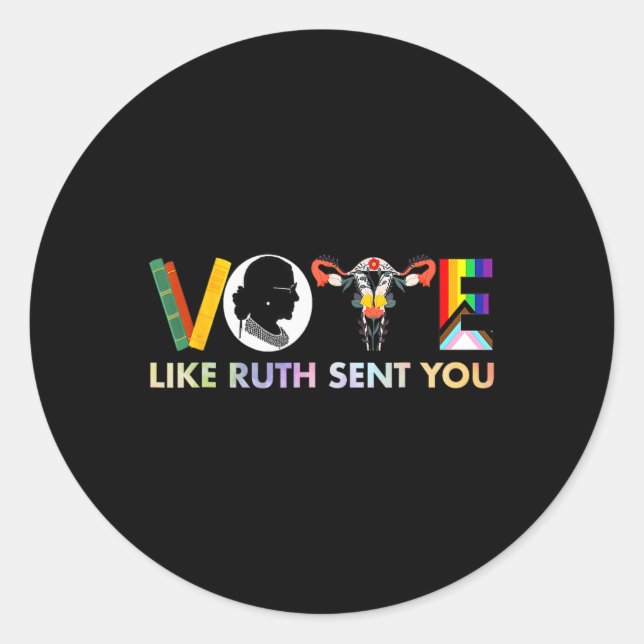 Pegatina Redonda Como Ruth te mandó Shirt Uterus Feminist Lgbt (Anverso)