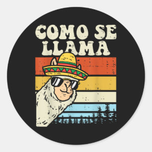 Pegatina Redonda Como Se Llama Funny Cinco De Mayo Alpaca Mexicana