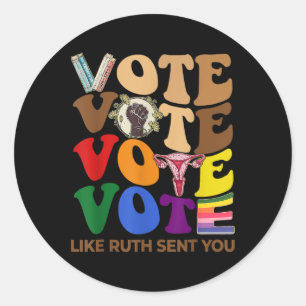 Pegatina Redonda Como Sent Ruthh You Groovy Uterus Feminist Lgbt Pr