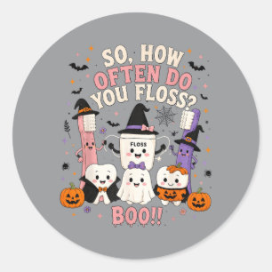 Pegatina Redonda Cómo te hilos divertido Halloween dentista dental