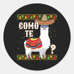Pegatina Redonda Como Te Llama Sombrero Mexicano Divertido Cinco De