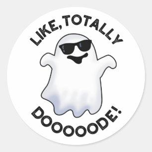 Pegatina Redonda Como Totalmente Doode Funny Ghost Pun