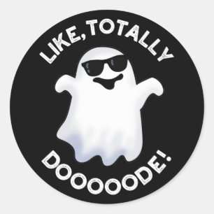 Pegatina Redonda Como Totalmente Doode Funny Ghost Pun Dark BG