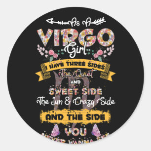 Pegatina Redonda Como un Chica Virgo cumpleaños Astrología Zodiac