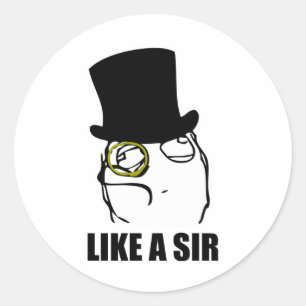 Pegatina Redonda Como un sir Monocle Rage Face Meme