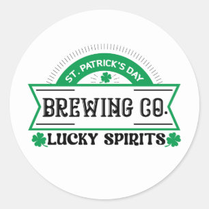 Pegatina Redonda Compañía cervecera genial del Día de San Patricio