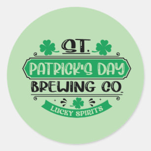 Pegatina Redonda Compañía cervecera genial del Día de San Patricio