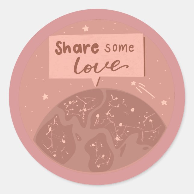 Pegatina Redonda Comparte Sticker de Amor (Anverso)