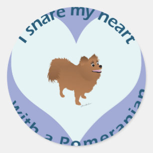 Pegatina Redonda Comparte tu corazón - Pomeranian