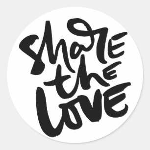 Pegatina Redonda Compartir amor Cita arte Arte Arte Motivador Amor