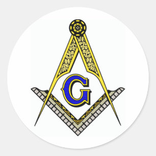 Pegatina Redonda Compás y cuadrado