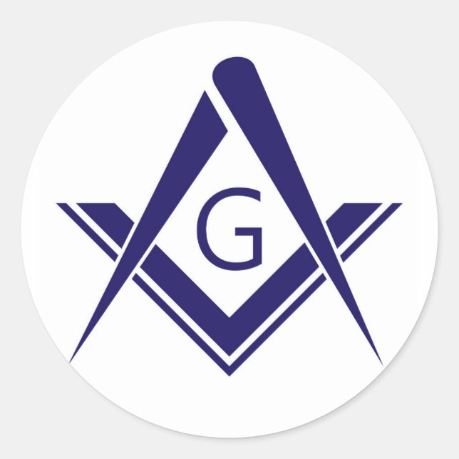 Pegatina Redonda compass freemason guild mason organizacion señal s (Anverso)