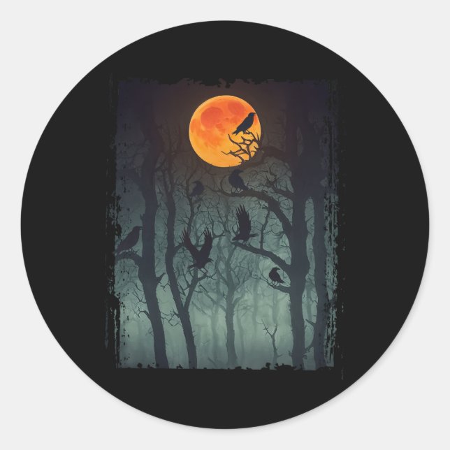 Pegatina Redonda Completa tela de cuervo lúgubre de bosque vestuari (Anverso)