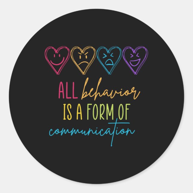 Pegatina Redonda Comportamiento de conciencia sobre el autismo es e (Anverso)