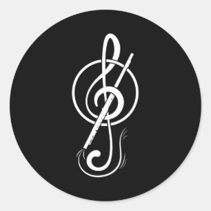 Pegatina Redonda Composers clef flauta