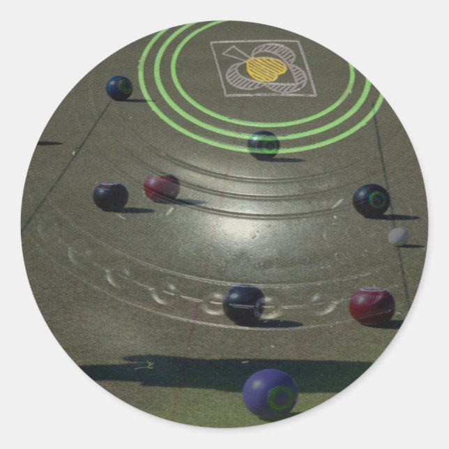 Pegatina Redonda Composición de bolos de hierba estratificada, (Anverso)