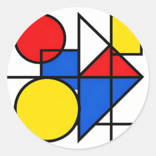 Pegatina Redonda Composición de color primario de Mondrian