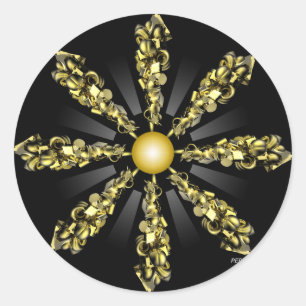 Pegatina Redonda Composición dorada