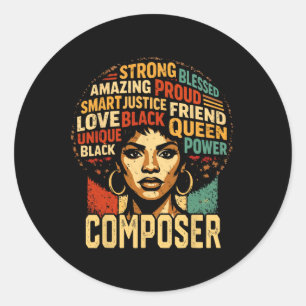 Pegatina Redonda Compositor Mes de la Historia Negra Orgullo Negro