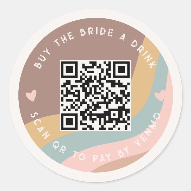 Pegatina Redonda Compra A La Novia Un Análisis De Bebidas Código QR (Anverso)