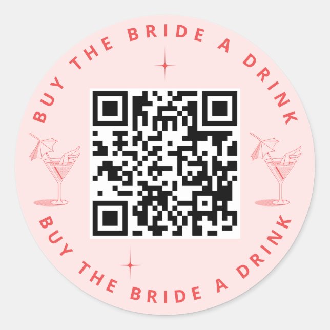 Pegatina Redonda Compra a la novia un código QR de la fiesta de la  (Anverso)