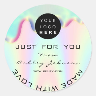 Pegatina Redonda Compra Gracias Logotipo Holografii Hecho Con Perfo