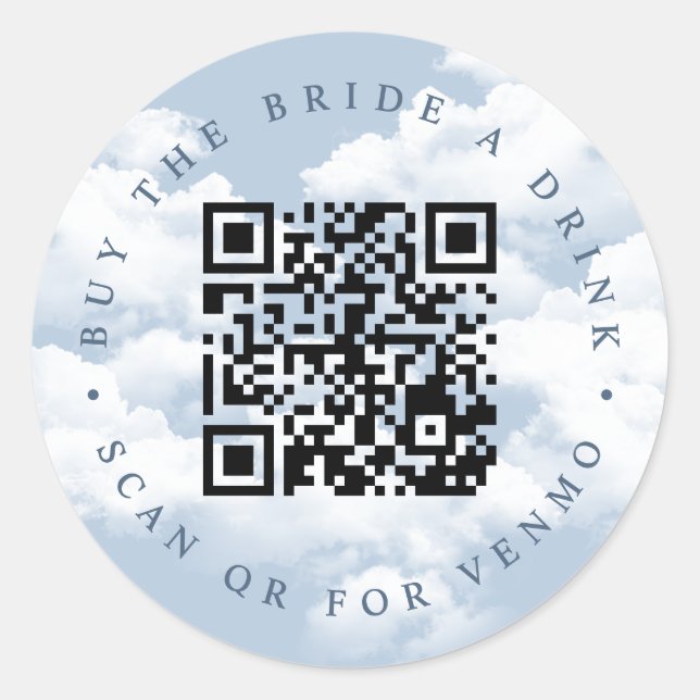 Pegatina Redonda Compra una bebida a la novia "En la novena nube" D (Anverso)