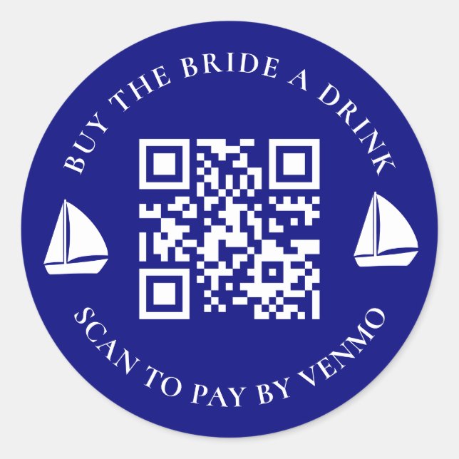 Pegatina Redonda Comprar a la Novia una Bebida Código QR Despedida  (Anverso)