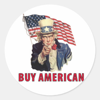 Pegatina Redonda Comprar americano
