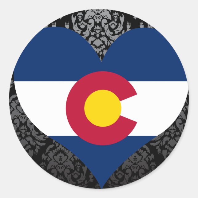 Pegatina Redonda Comprar Bandera Colorado (Anverso)