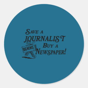 Pegatina Redonda Comprar Periódico Salvar Periodista 