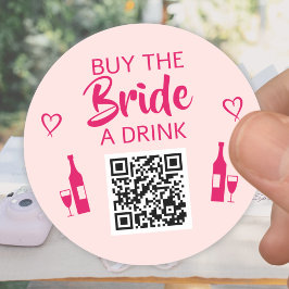 Pegatina Redonda Comprar una bebida a la novia Código QR Despedida 