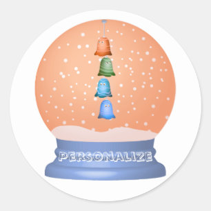 Pegatina Redonda Cómprate del globo de nieve de los niños