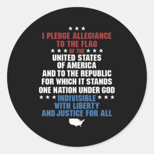 Pegatina Redonda Compromiso De Alegancia Ee.Uu.