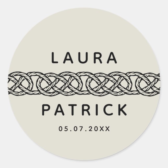 Pegatina Redonda Compromiso del Boda del personalizable Boho con nu (Anverso)
