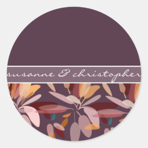 Pegatina Redonda Compromiso/Moda Caja de Regalo Botánico Púrpura