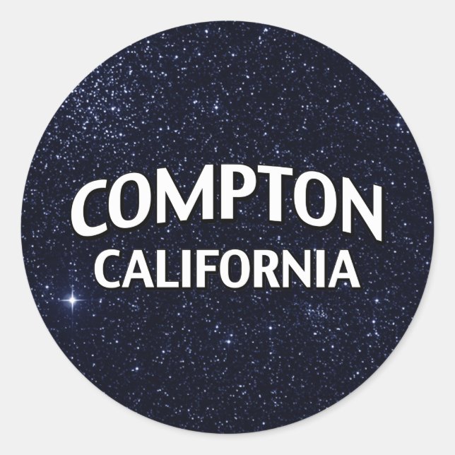 Pegatina Redonda Compton California (Anverso)