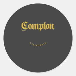 Pegatina Redonda Compton California Gold
