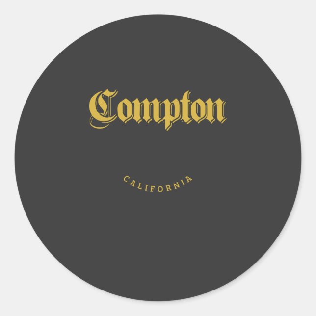 Pegatina Redonda Compton California Gold (Anverso)