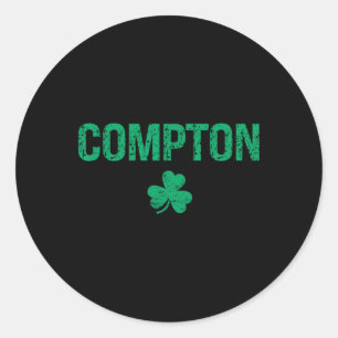 Pegatina Redonda Compton Irish Shamrock St Patrick's Day