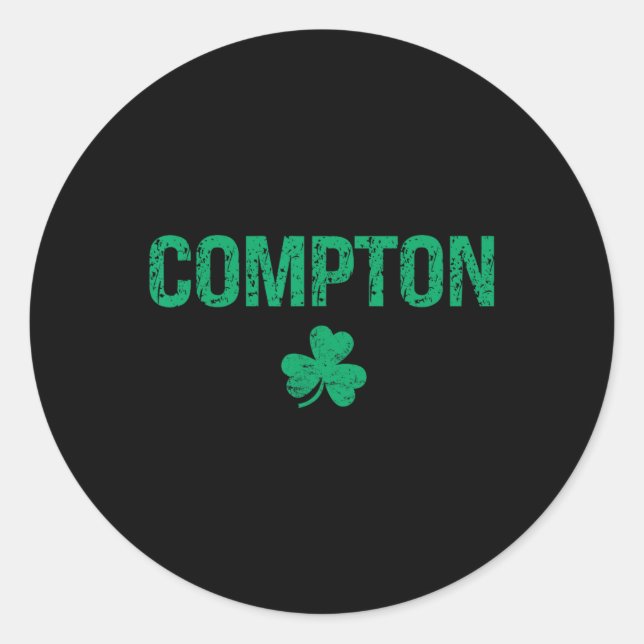 Pegatina Redonda Compton Irish Shamrock St Patrick's Day (Anverso)