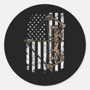 Pegatina Redonda Compuesto De Arco Con Bandera De Camo Eeuu - Bow H