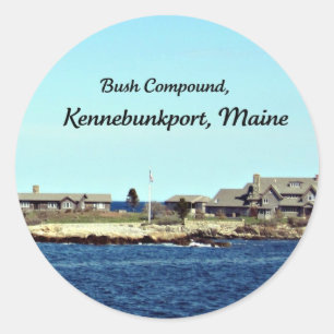 Pegatina Redonda Compuesto de Bush, Kennebunkport, Maine