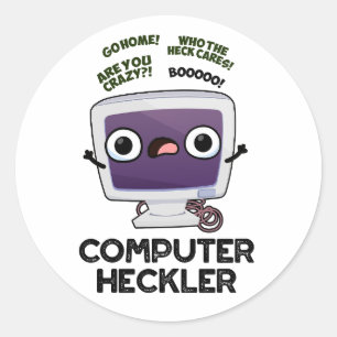 Pegatina Redonda Computadora Heckler Funny Hacker Pun