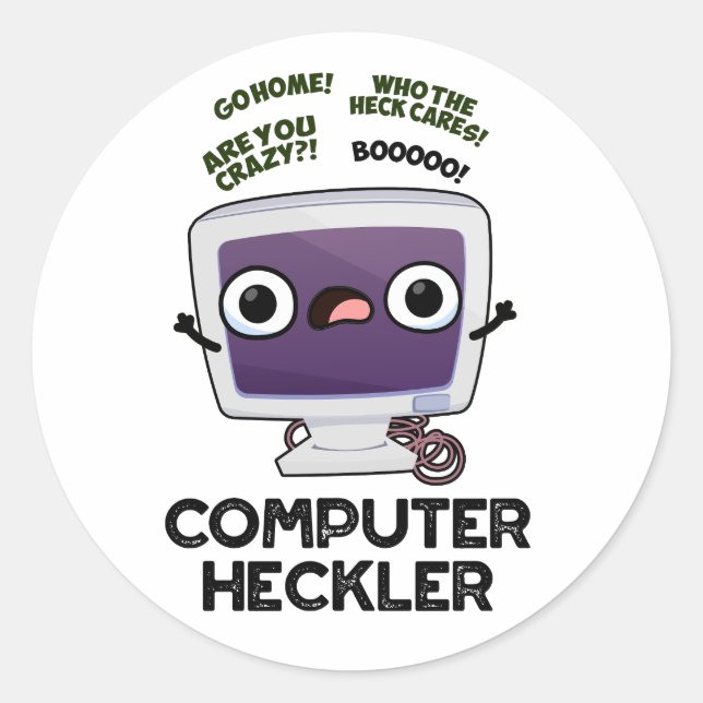 Pegatina Redonda Computadora Heckler Funny Hacker Pun (Anverso)
