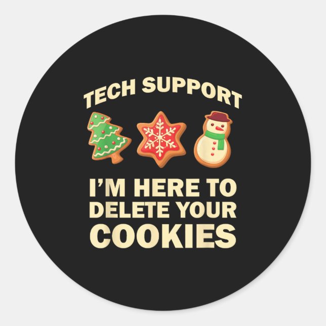 Pegatina Redonda Computer Nerd Funny Christmas Designs Men's Black  (Anverso)