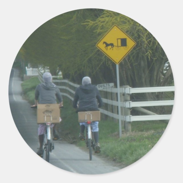 Pegatina Redonda Comunidad Amish (Anverso)