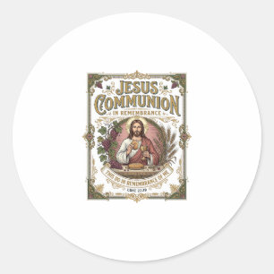 Pegatina Redonda Comunión de Jesús Comunión de Jesús Fe Cristiana V